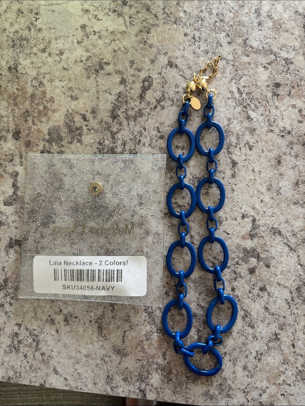 Laia Navy Link Necklace with Gold Accents